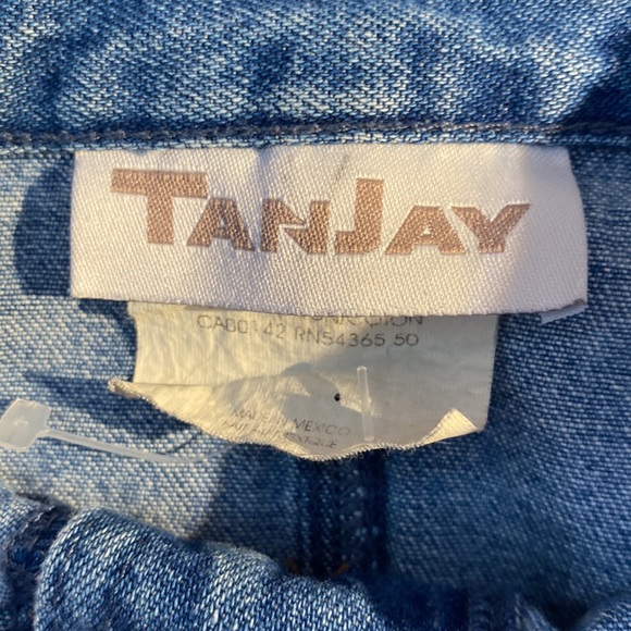 Vintage Tanjay A-Line Button Up Midi Flowy Jean Denim Skirt with Pockets Size L - Picture 10 of 11